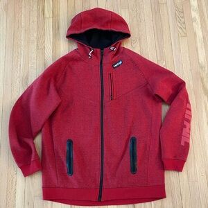 Flag nor fail large full zip heavy red fleece drawstring hoodie men’s large